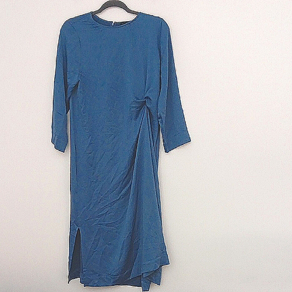 Hatch Blue Sheath Dress Size 2 The Lauren Dress Crew Neck Zip Up Maternity‎ NEW